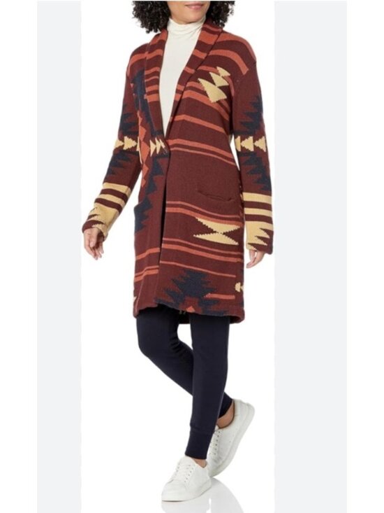 Pendleton Sweaters - PENDLETON Cardigan Women's Size XL Graphic SweaterCoat Maroon Aztec Wool Cotton